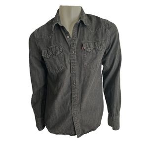 Levi’s Black Denim 100% Cotton Denim Snap Closure Collared Long Sleeve Shirt Med
